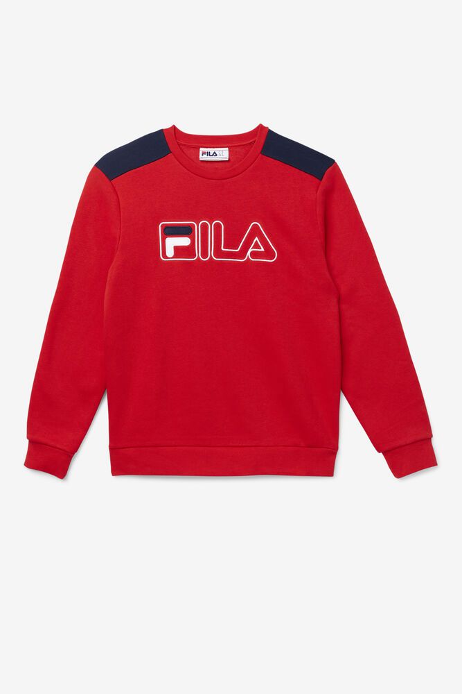 Fila Basil 2 Crew Red Sweatshirt Mens - NZ 69724-IMBN